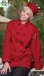 Red Chef Coat with Black Buttons