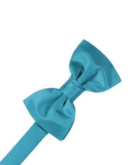 Solid Satin Turquoise Bowtie