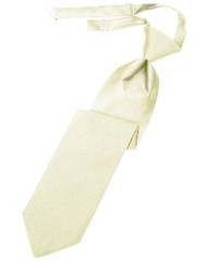 Ivory Solid Satin Long Tie