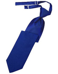 Royal Blue Solid Satin Long Tie