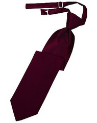 Wine Solid Satin Long Tie