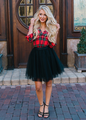 Flirty in Red Tulle Skirt Christmas - Modern Vintage Boutique