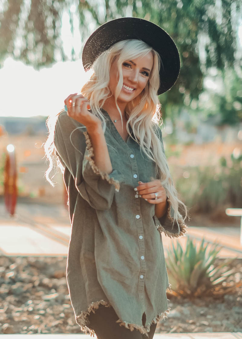 button up tunic dress