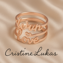 Handwriting Message Ring  with Infinity Love Knot - Choose Your Metal