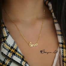 Sterling Silver or Solid Gold Dainty Paw Print Love Necklace in 10K, 14K or 18K - Animal Lover Necklace in  Yellow, Rose or White Gold, Statement Necklace