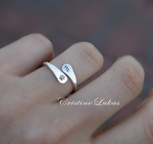Engraved Paw Print Ring  With Your Pet's Initial, Choose Metal.