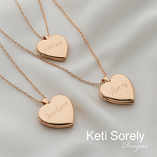 Hand Engraved Heart Name Locket - Choose Your Metal
