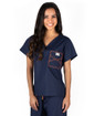 Limited Edition Shelby Scrub Tops - Navy with Neon Orange Stitching - Image Variant_0