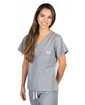 Limited Edition Shelby Scrub Tops - Slate Grey with Light Pink Stitching - Image Variant_2