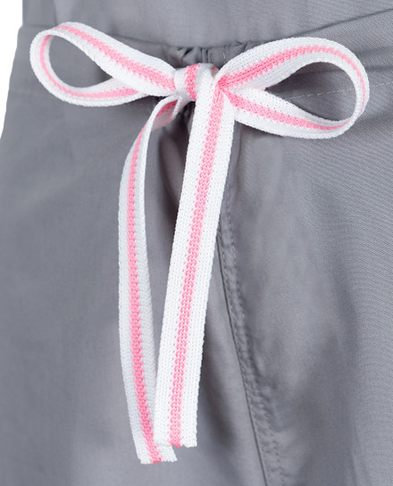 Limited Edition Shelby Scrub Pants - Slate Grey with Light Pink Stitching and Pink/White Tie