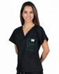 Limited Edition Shelby Scrub Tops - Black With Emerald Green Stitching - Image Variant_1