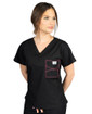 Limited Edition Shelby Scrub Tops - Black With Bright Pink Stitching - Image Variant_1