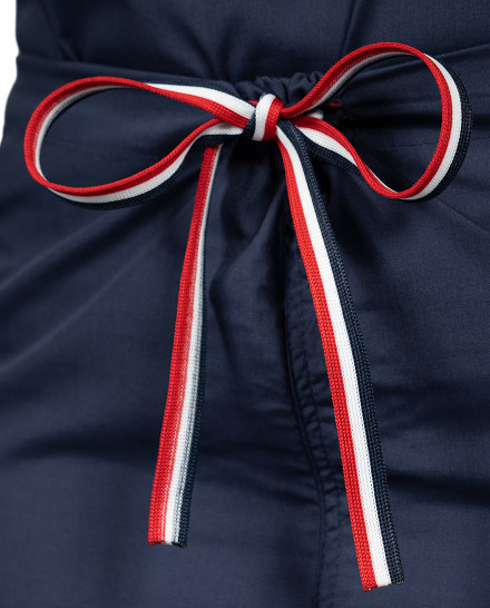 Limited Edition Shelby Scrub Pants - Navy Blue with Red Stitching and Navy/Red/White Tie