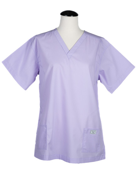 Large Long Double Pocket - French Lilac Classic Simple Scrub Top