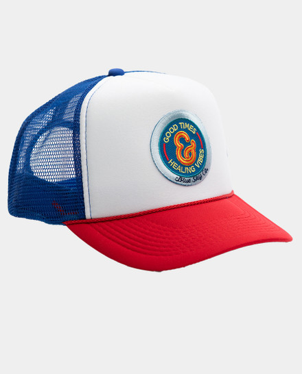 Good Times Trucker Hat - Multi with Blue Patch