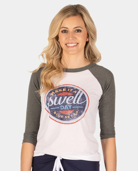 Make it a Swell Day Vintage Baseball Tee - Grey-White