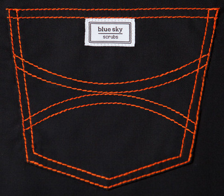XXS Classic Shelby Scrub Pants - Jet Black with Orange Stitching