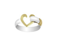 4mm Sterling Silver with 14K Accents Heart Hook Rings