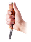 Bagget knife narrow drop blade with burn cap
