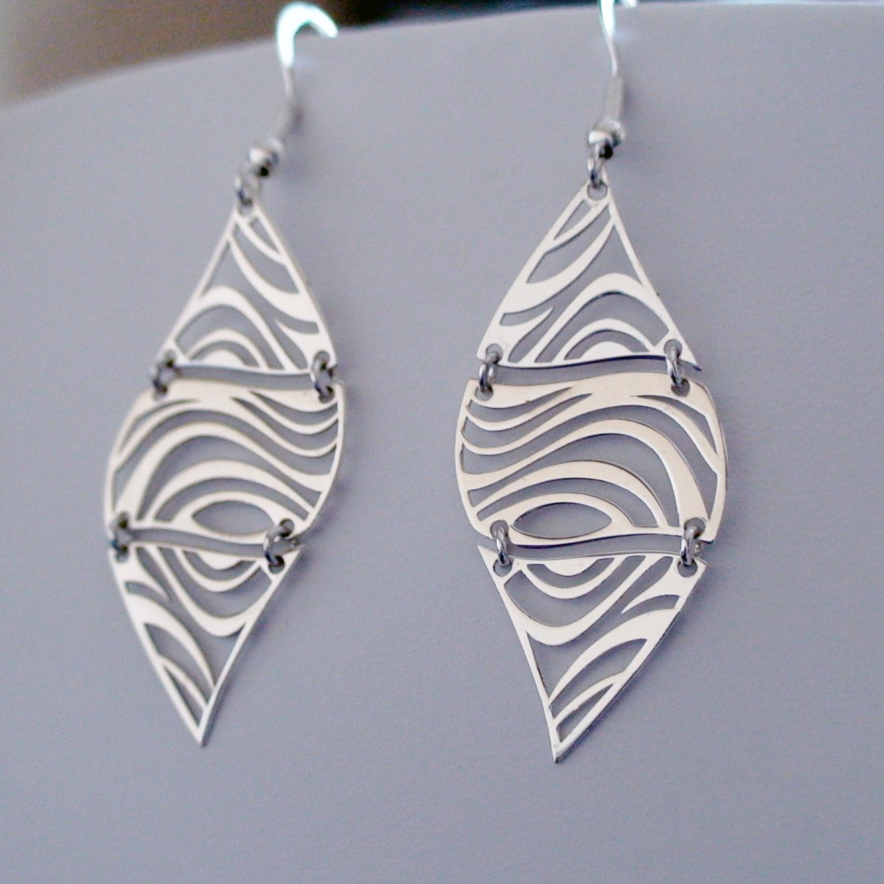 Zebra Print Earrings - Sterling Silver Dangle Earrings