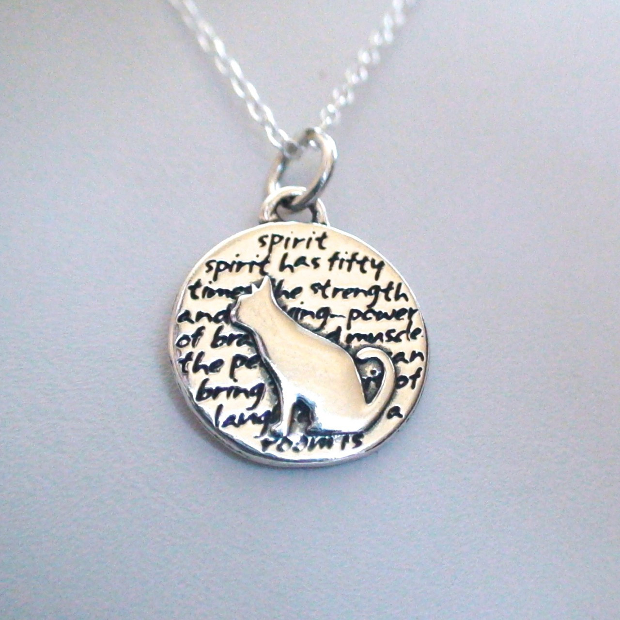 Cat Charm Necklace - Inspirational 950 Sterling Silver
