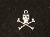 10 Antiqued Tibetan Silver Skull and Crossbones Charms, 1 inch x 7/8 inch