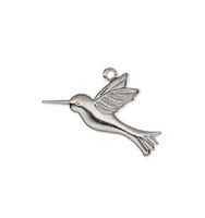 10 Gunmetal plated brass Hummingbird Charm, 25mm x 19mm 