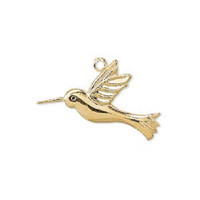 10 Gold plated brass Hummingbird Charm, 25mm x 19mm 