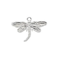 10 Silver plated brass Dragonfly Charm, 26mm x 15mm 