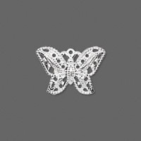 10 Fancy Silver plated brass Butterfly Charm or Focal, 21mm x 15mm 
