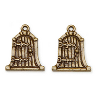 2 Antiqued Bronze Fairy Wish Door Charms, 19mm x 16mm