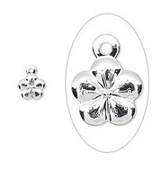 10 Silver plated Steel Single Flower Charm, 7.5mm x 7mm 