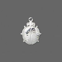 10 Silver plated brass Lady-Bug or Lady Bug Charm, 16mm x 15mm 