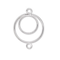 2 Bright Silver Plated Steel Double Hoop with loop Link or Drop 18mm