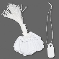 200 Small White Hanging Tags- 3/8 x 7/8 inch