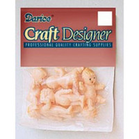 6 Plastic Mini 1 1/4 inch Pink/White Babies or Baby shaped favors