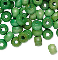 Vintage Japanese wood (dyed/coated), GREEN, 9x6mm rounded rondelle w/ 2.5mm hole, 100 Beads