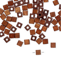 Vintage German wood (dyed/coated), DARK BROWN, 4x4mm square cube, 100 Beads