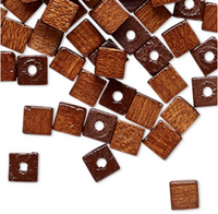Vintage German wood (dyed/coated), DARK BROWN, 6x6mm square cube, 100 Beads