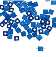 Vintage German wood (dyed/coated), BLUE, 4x4mm square cube, 100 Beads