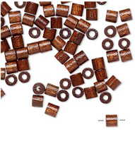 Vintage German wood (dyed / coated), DARK BROWN, 4x4mm round tube, 100 Beads