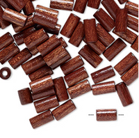 Vintage German wood (dyed / coated), DARK BROWN, 8x4mm round tube, 100 Beads