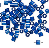 Vintage German wood (dyed / coated), BLUE, 4x4mm round tube, 100 Beads