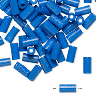 Vintage German wood (dyed / coated), BLUE, 8x4mm round tube, 100 Beads