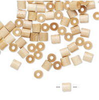 Vintage German wood (coated), NATURAL BROWN, 4x4mm round tube, 100 Beads