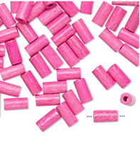 Vintage German wood (dyed / coated), PINK, 8x4mm round tube, 100 Beads