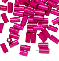 Vintage German wood (dyed / coated), MAGENTA , 8x4mm round tube, 100 Beads
