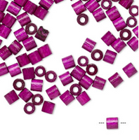 Vintage German wood (dyed / coated), Purple, 4x4mm round tube, 100 Beads