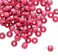 Vintage German wood (dyed/coated), PINK, 4mm round 100 Beads
