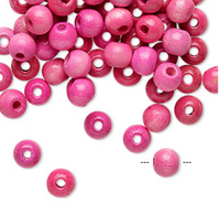 Vintage German wood (dyed/coated), PINK, 6mm round 100 Beads